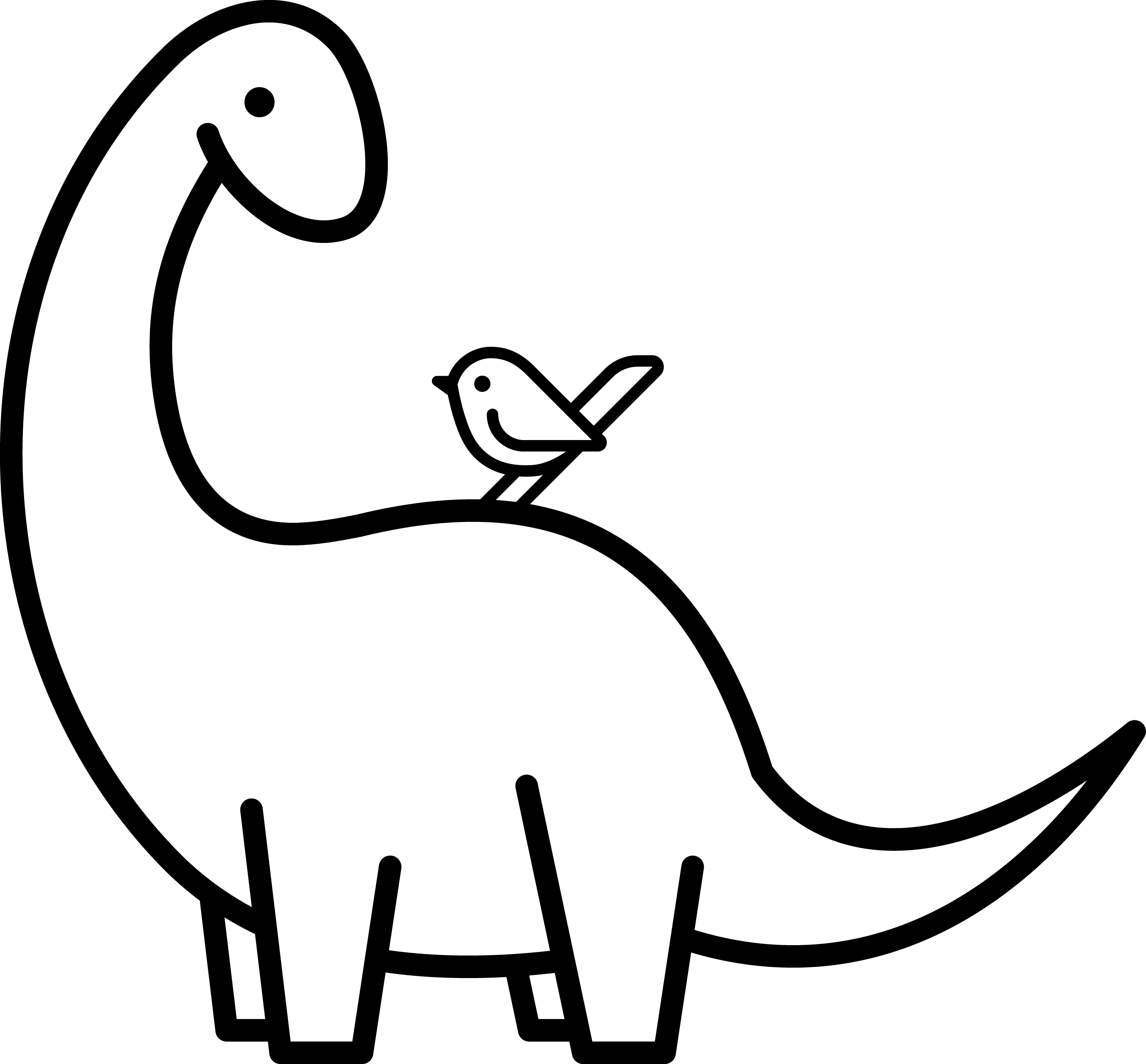 Friendly dinosaur illustration with bird